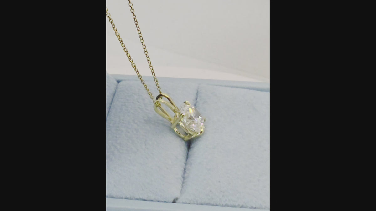 2.00 Ct D VS1 Round Brilliant Lab-Grown Diamond Solitaire Pendant, in yellow gold, 360 spin