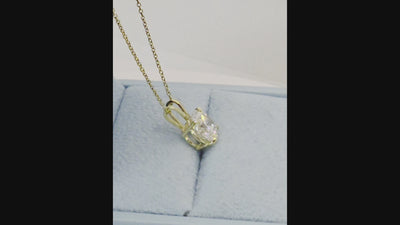 2.00 Ct D VS1 Round Brilliant Lab-Grown Diamond Solitaire Pendant, in yellow gold, 360 spin