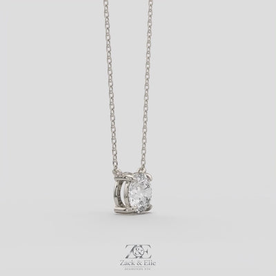 3.00 Ct D VS1 Round Brilliant Solitaire Diamond Pendant, in white gold, 360 spin
