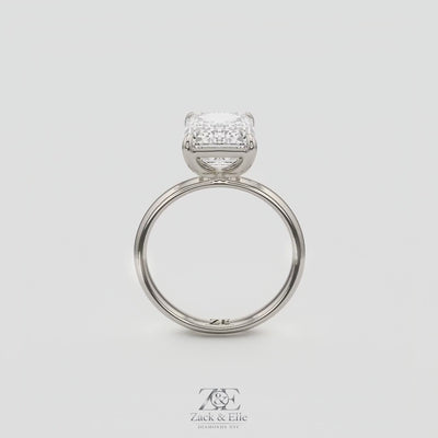 4.00 Ct D VS1 Emerald Cut Lab-Grown Diamond Solitaire Ring, in white gold, 360 spin