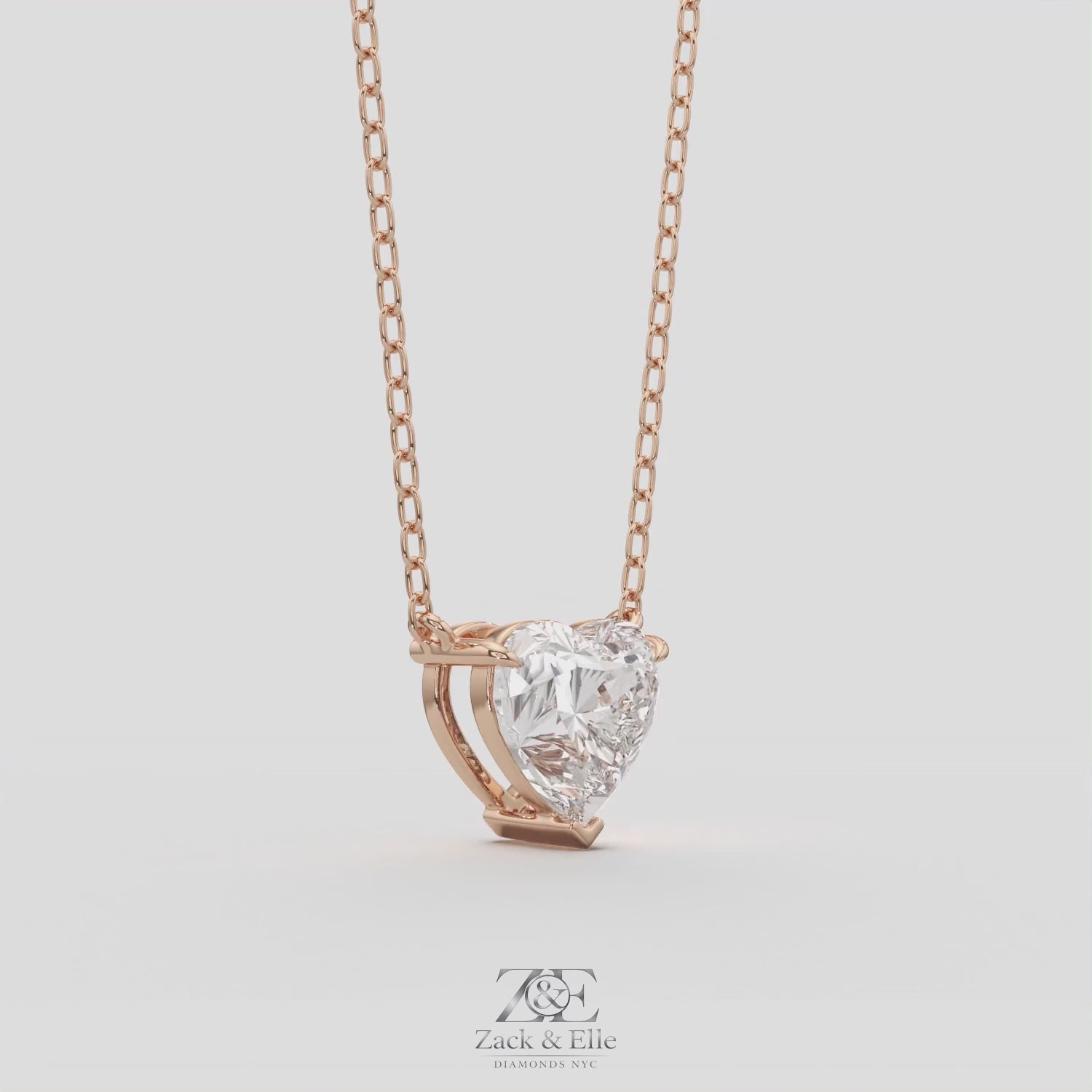 4.00 Ct E VS1 Heart Shape Lab Grown Diamond Pendant, in white gold, 360 spin