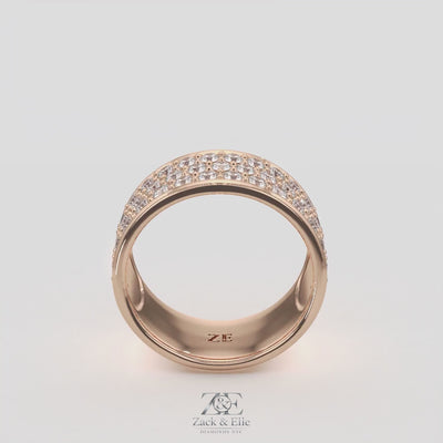 1.50 Ct D VS1 Round Lab Grown Diamond 3 Row Pavé Band, in white gold, 360 spin