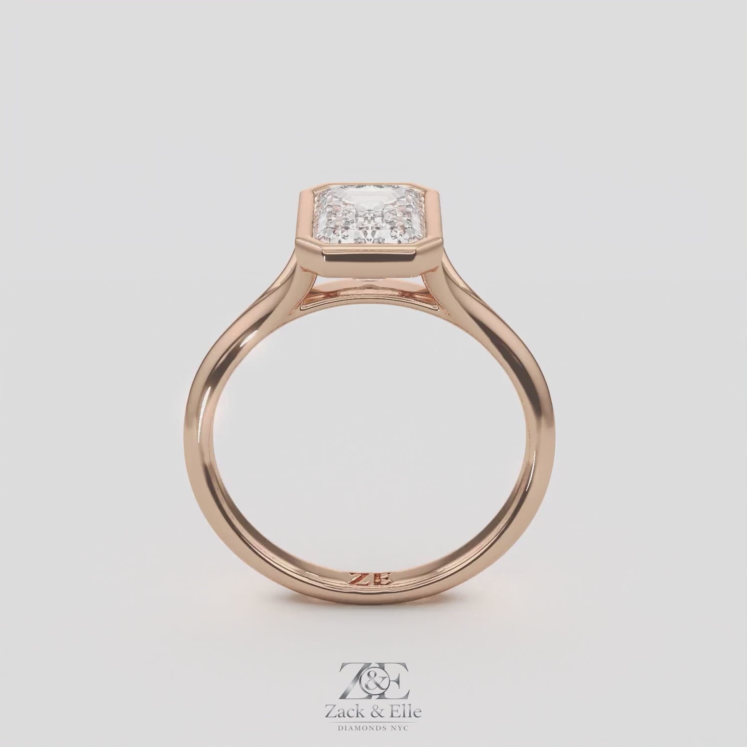 2.00 Ct F VS1 Emerald Cut Lab Grown Diamond Solitaire Ring, in white gold, 360 spin