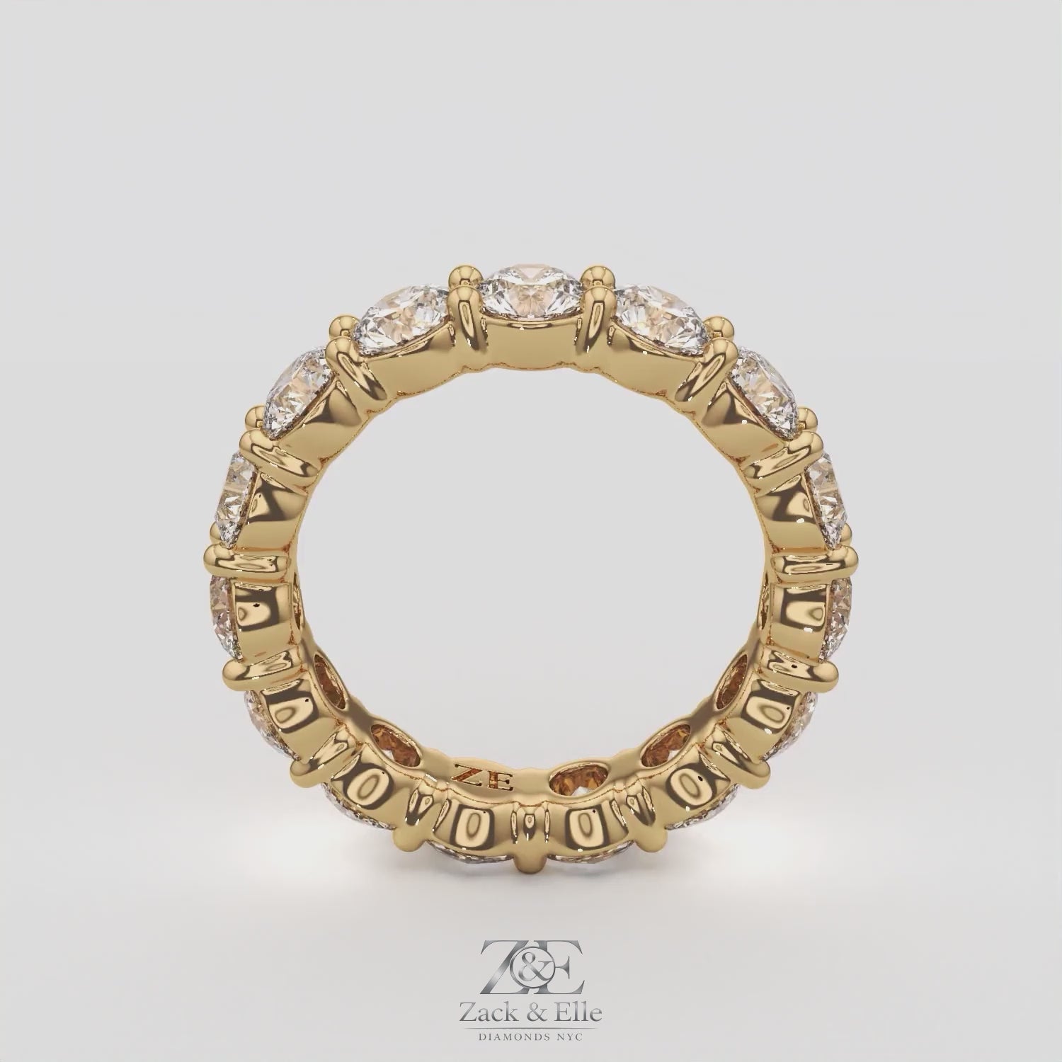 4.50 Ct D-E Color VS1 Round Lab Diamond Eternity Ring, in white gold, 360 spin