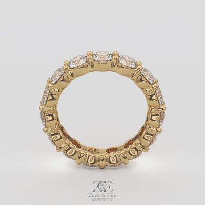 4.50 Ct D-E Color VS1 Round Lab Diamond Eternity Ring, in white gold, 360 spin