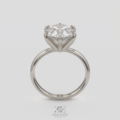 4.00 Ct E VS1 Round Brilliant 6 Prong Solitaire Diamond Ring, in white gold, 360 spin