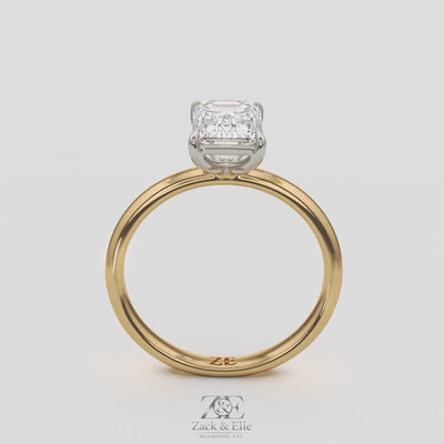 2.00 Ct D VS1 Emerald Cut Solitaire Diamond Ring, in white gold, 360 spin