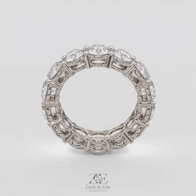 7.00 CTW D-E VS1 Round Lab Grown Diamond Eternity Ring, in white gold, 360 spin