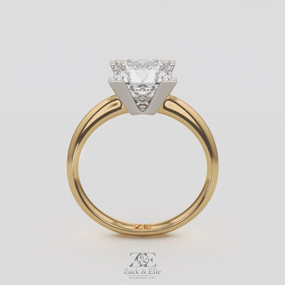 3.00 Ct E VS1 Princess Cut Lab Grown Diamond Solitaire Ring, in white gold, 360 spin