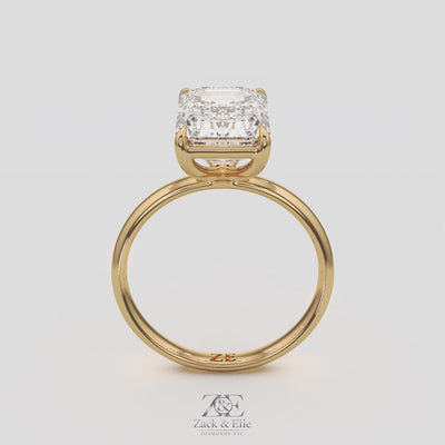 5.00 Ct E VS1 Emerald Cut Lab-Grown Diamond Solitaire Ring, in white gold, 360 spin