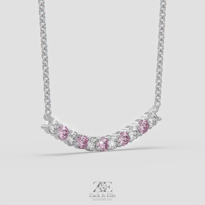 2.50 Ct Fancy Pink and White Lab Grown Diamond Alternating Pendant, in white gold, 360 spin