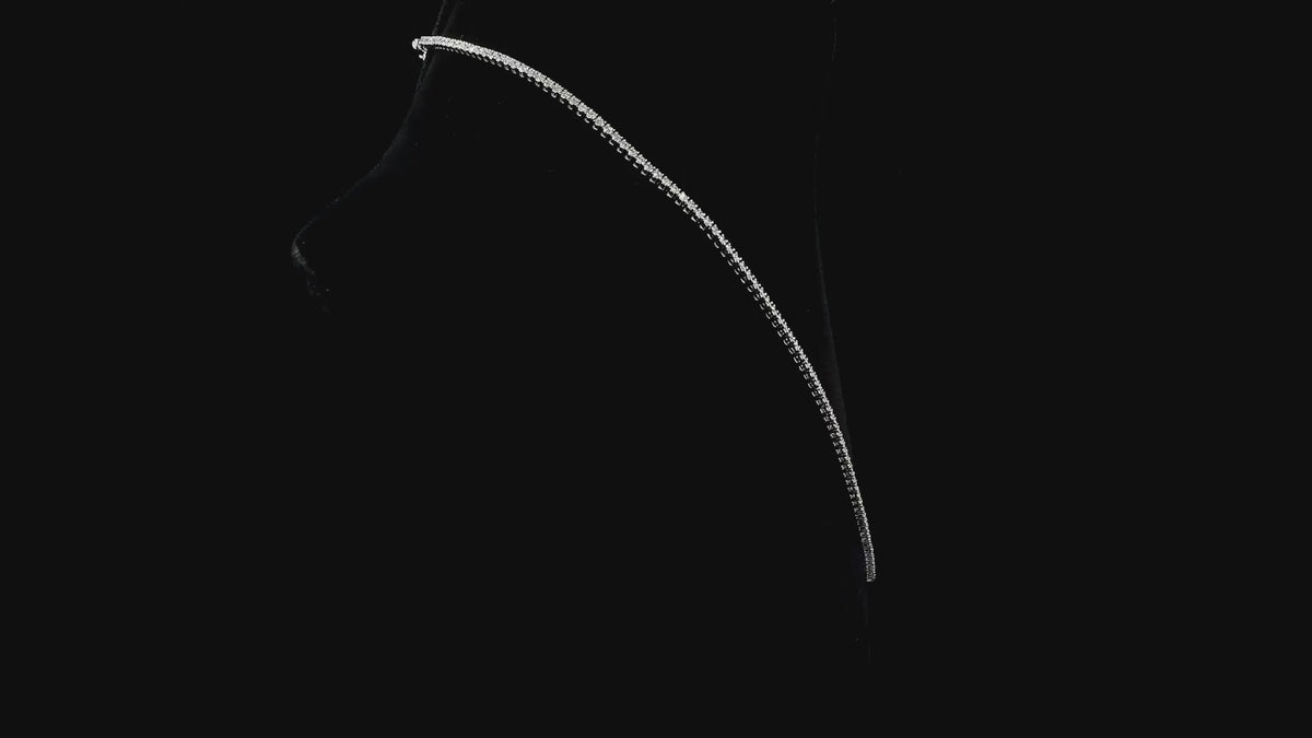 8.00 Ct D-E VS1 Round Lab-Grown Diamond Tennis Necklace, in white gold, 360 spin