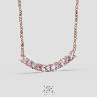 2.50 Ct Fancy Pink and White Lab Grown Diamond Alternating Pendant, in white gold, 360 spin