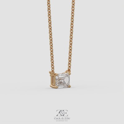 2.00 Ct D VS1 Emerald Cut Lab-Grown Diamond Solitaire Pendant, in yellow gold, 360 spin