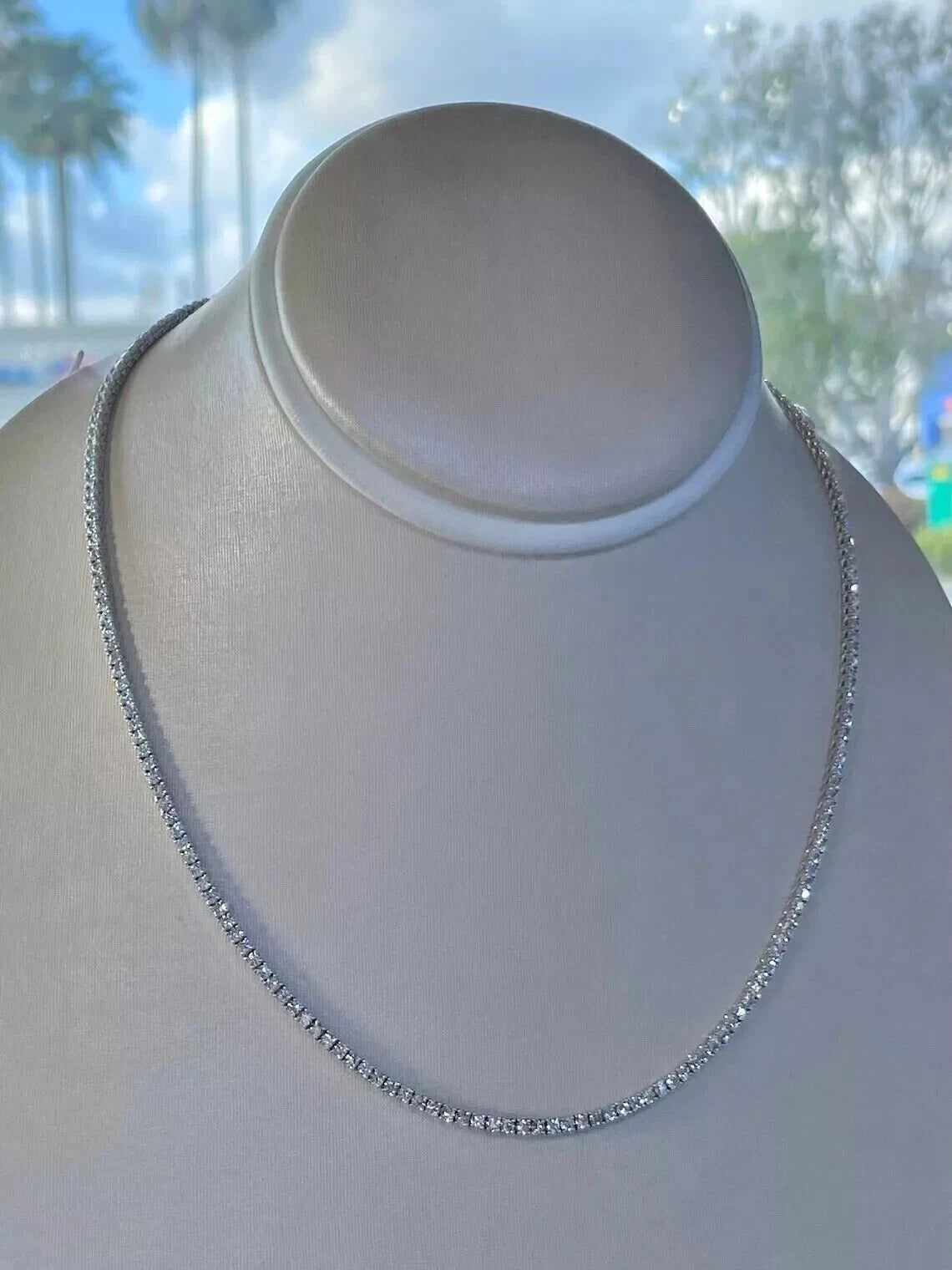 15.30 Ct E VS1 Lab Grown Diamond Eternity Tennis Necklace | 14K Gold 17"