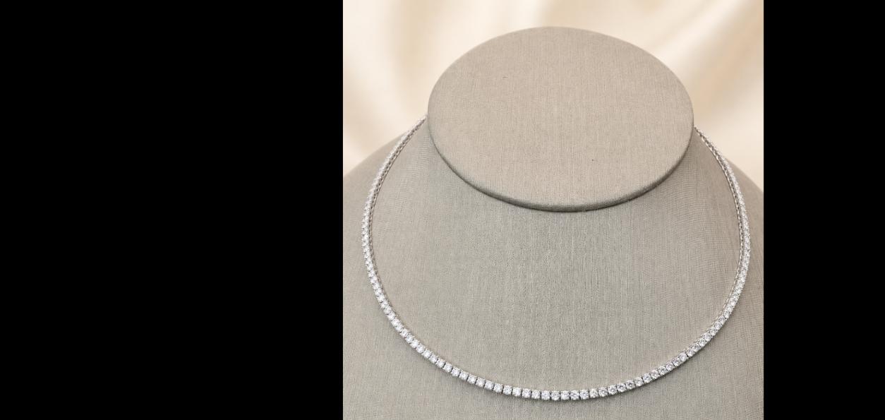 8 carat lab grown diamond eternity tennis necklace in 14K white gold
