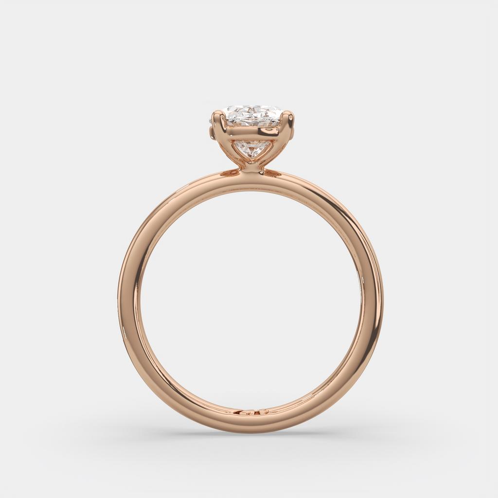1.00 Ct E VS1 Oval Lab Grown Diamond Solitaire Ring, in rose gold, side profile