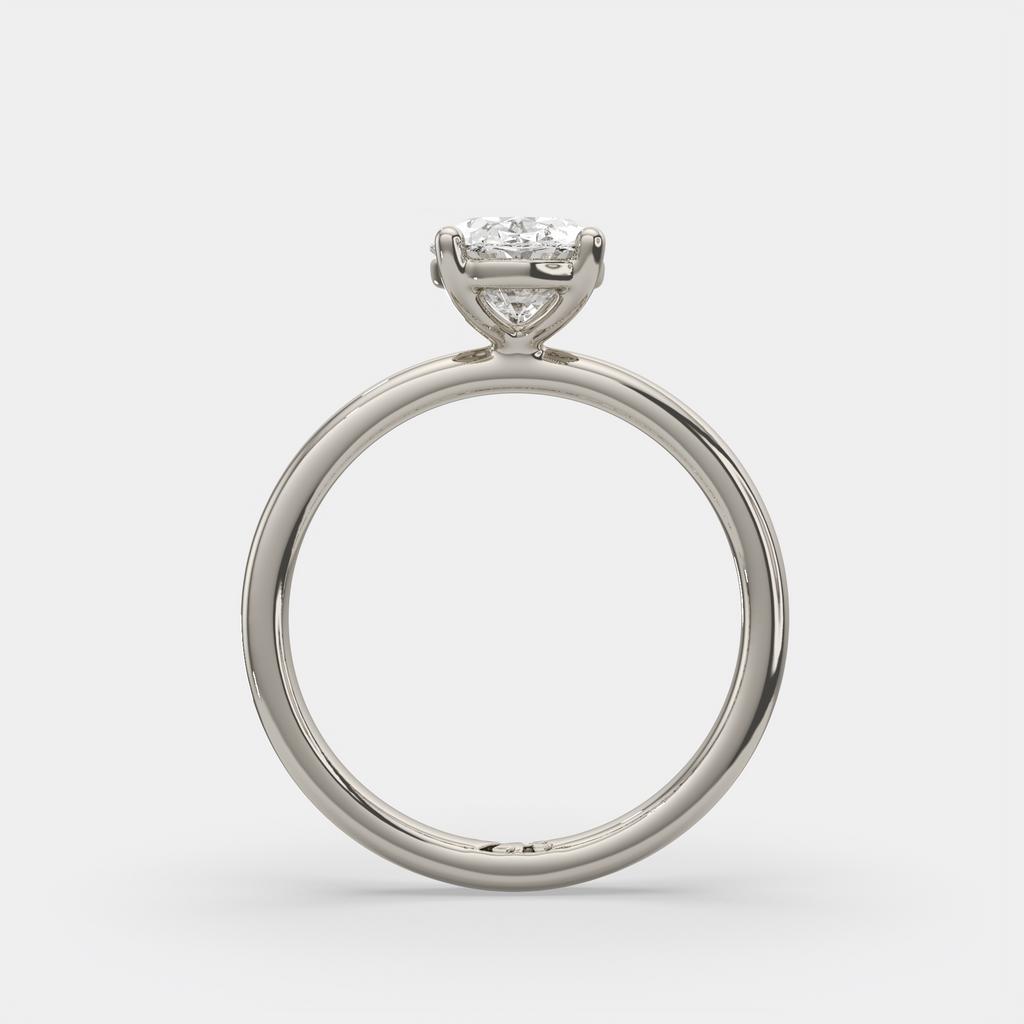 1.00 Ct E VS1 Oval Lab Grown Diamond Solitaire Ring, in white gold, side profile