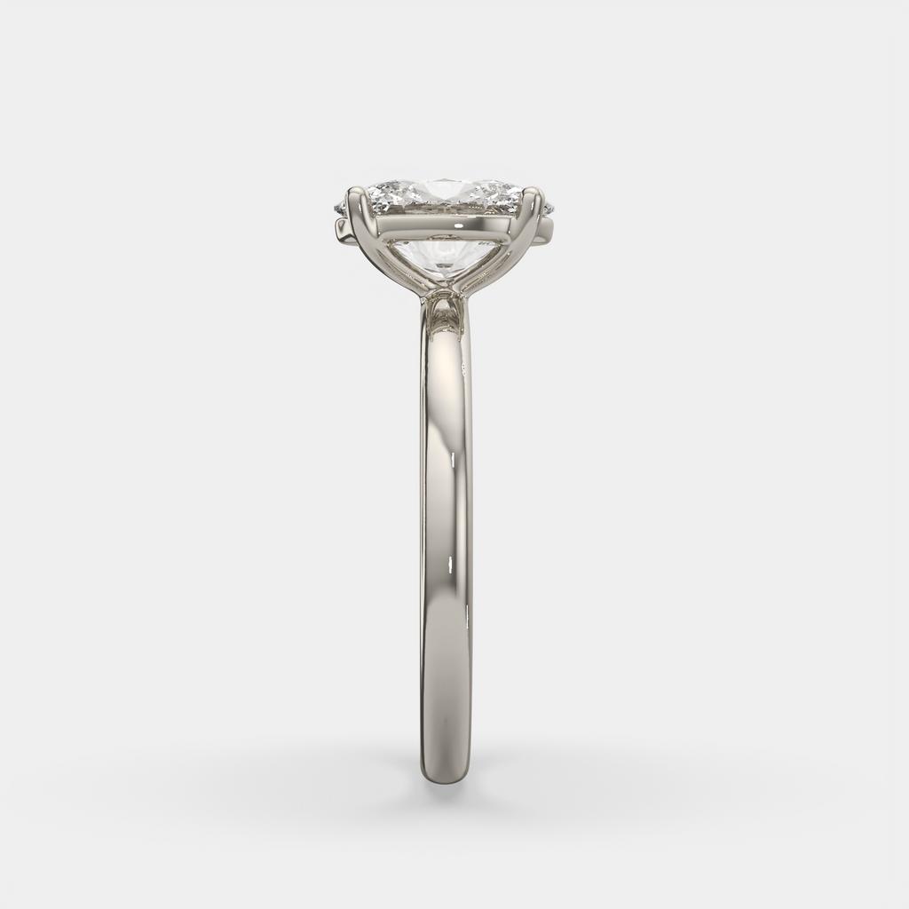1.00 Ct E VS1 Oval Lab Grown Diamond Solitaire Ring, in white gold, side profile
