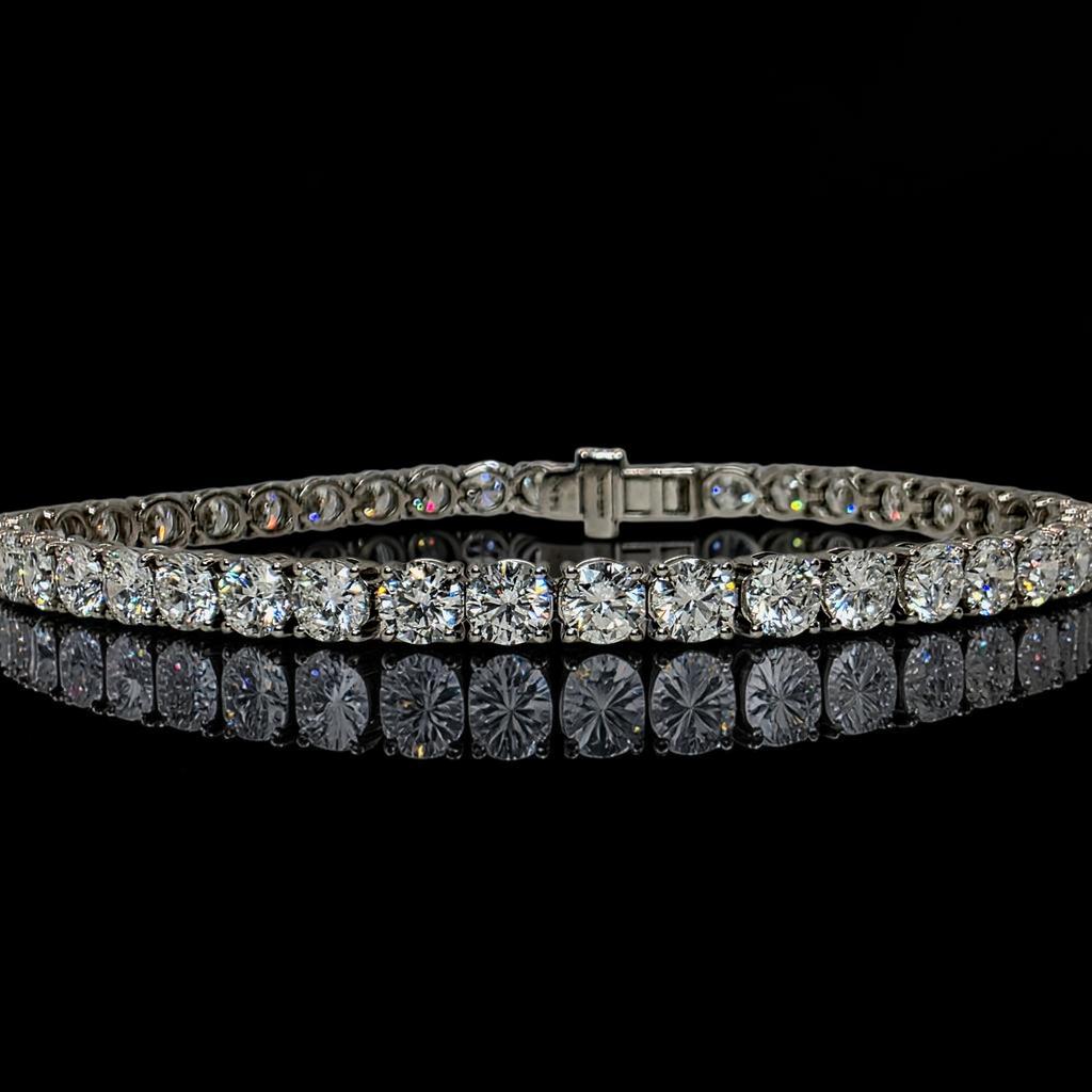 10 CTW D-E Color VS Round Lab Grown Diamond Tennis Bracelet, in white gold, front view