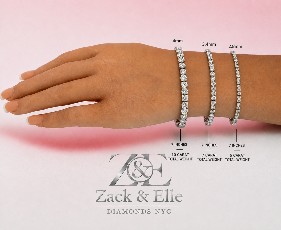 10 CTW D-E Color VS Round Lab Grown Diamond Tennis Bracelet, in white gold, on hand