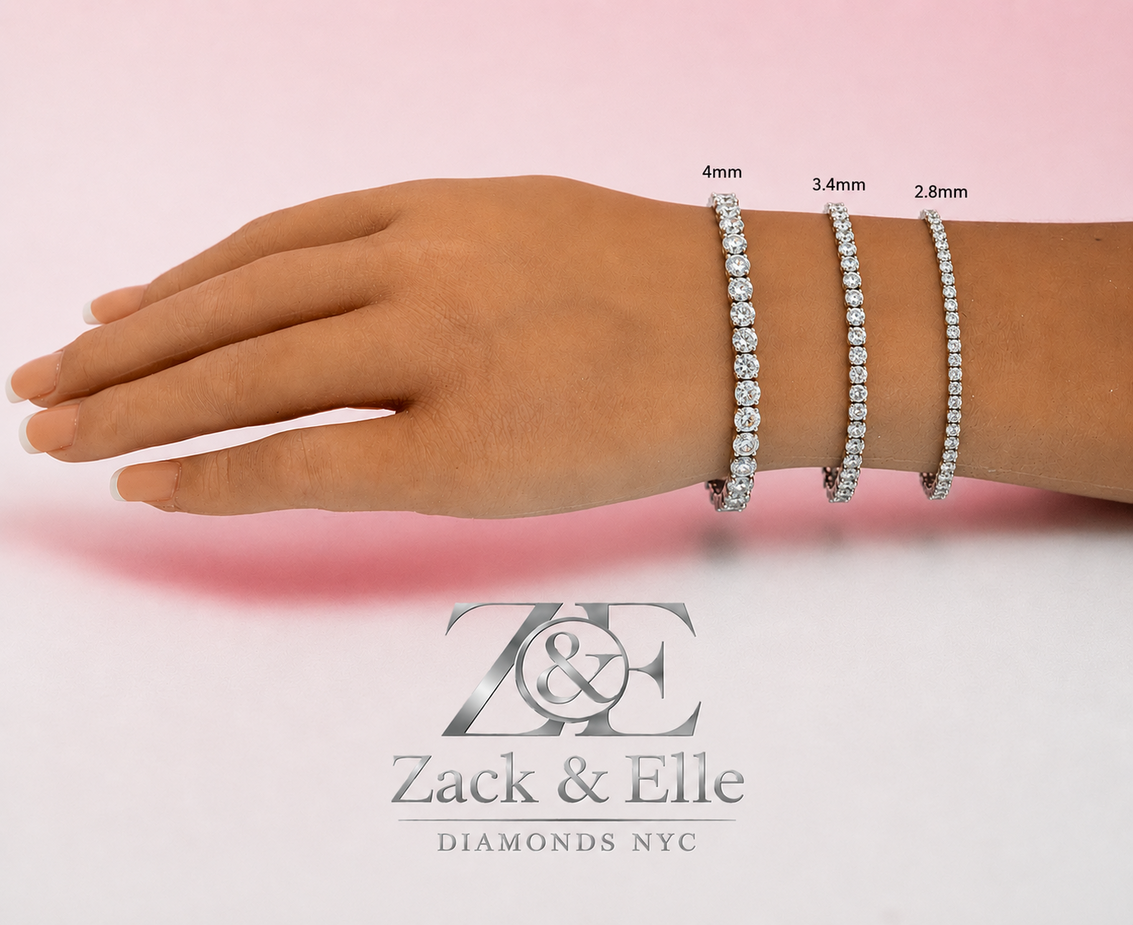 10 CTW D-E Color VS Round Lab Grown Diamond Tennis Bracelet, in white gold, on hand