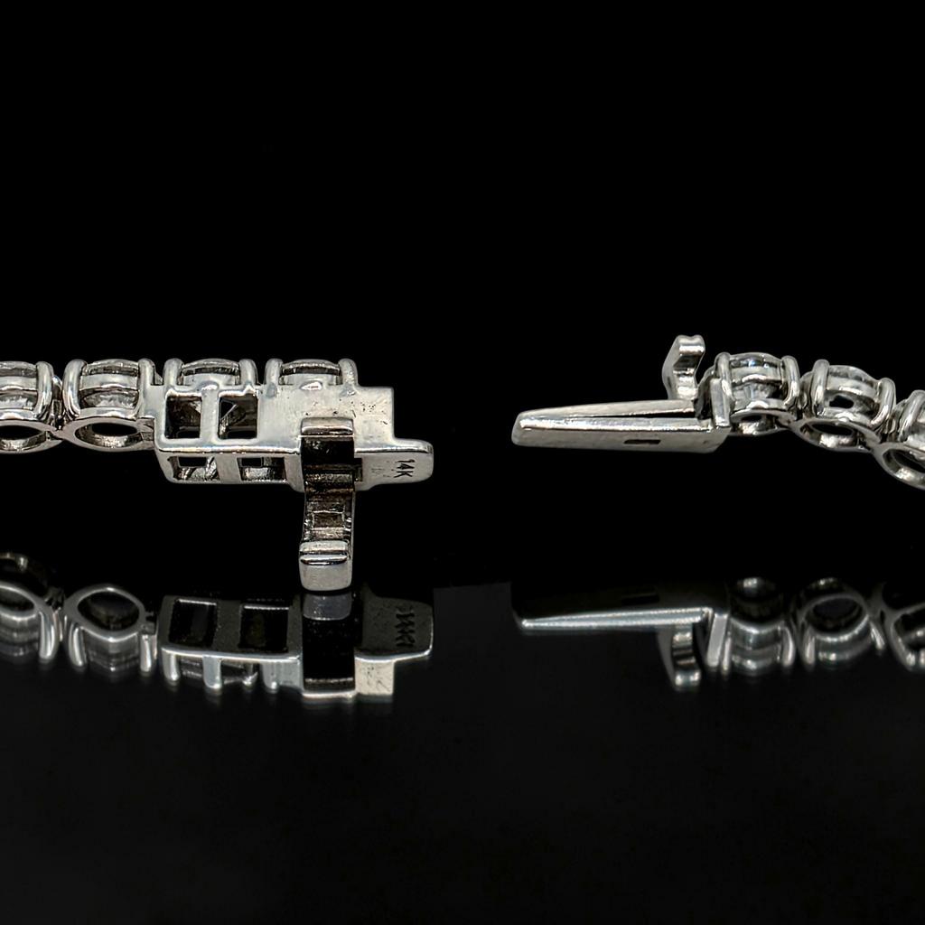 10 CTW D-E Color VS Round Lab Grown Diamond Tennis Bracelet, in white gold, side profile