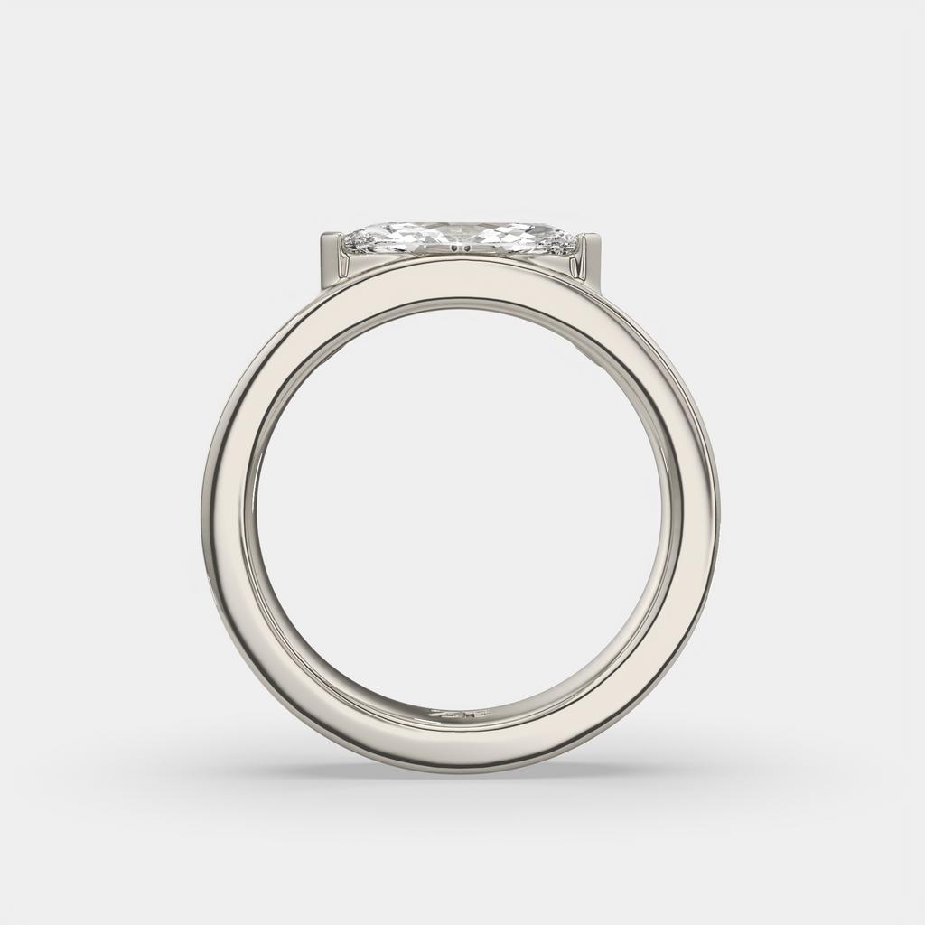 1.00 Ct D VS1 Marquise East West Solitaire Lab Grown Diamond Ring, in white gold, side profile