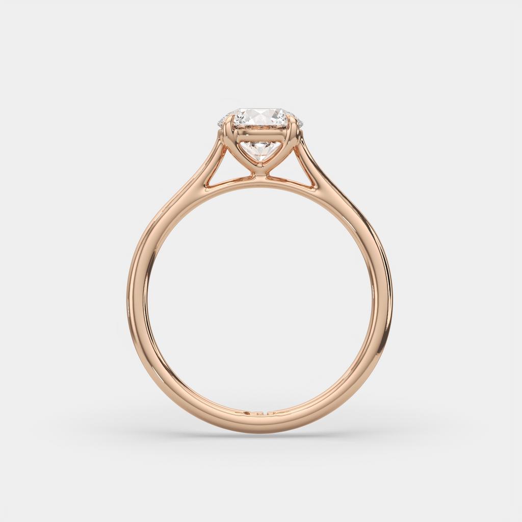 1.00 Ct D VVS2 Round Solitaire Lab Grown Diamond Ring, in rose gold, side profile