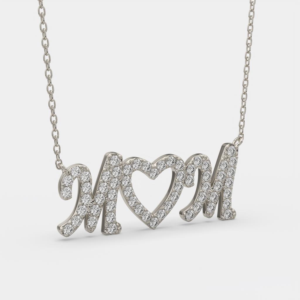 1.50 Ct D VS1 Round Brilliant MOM Diamond Pendant, in white gold, side profile