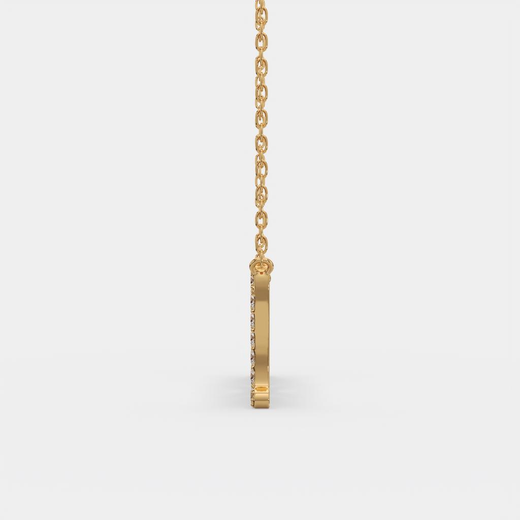 1.50 Ct D VS1 Round Brilliant MOM Diamond Pendant, in yellow gold, side profile