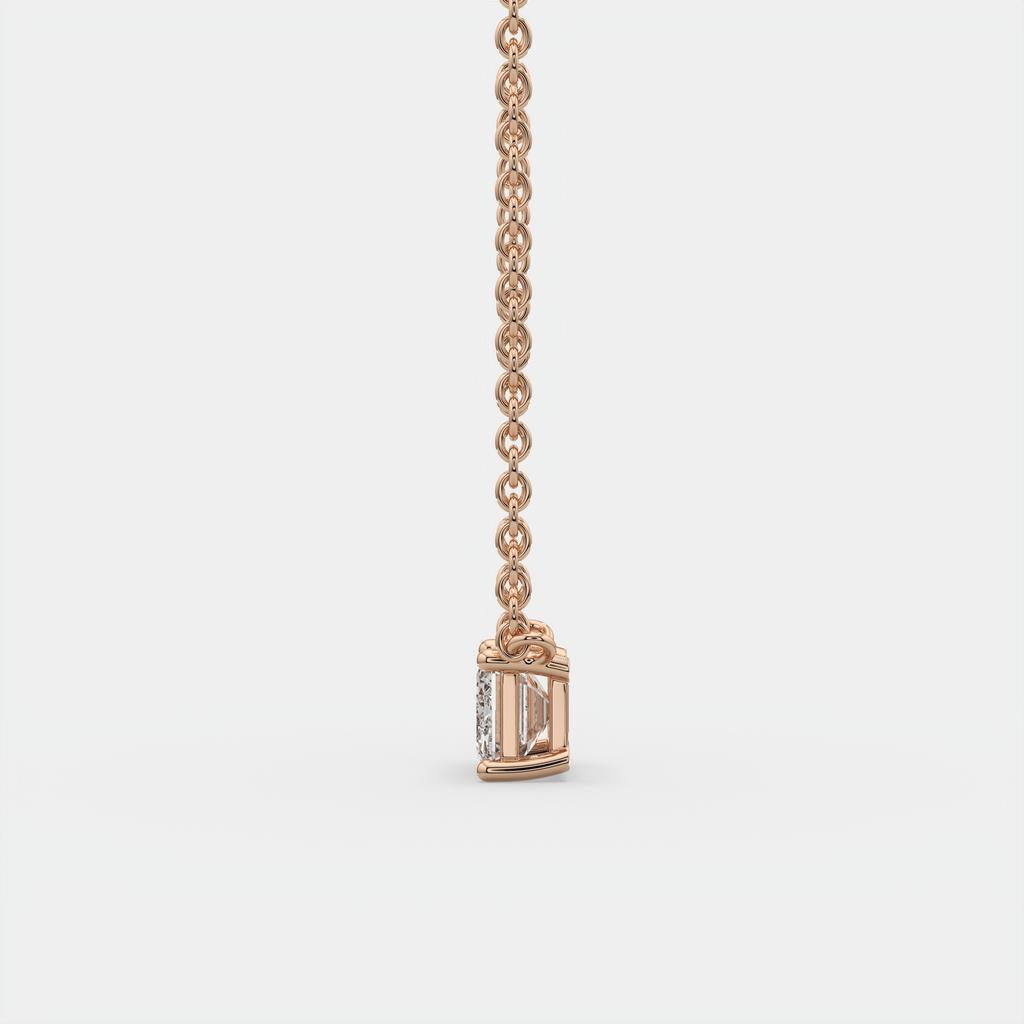 2.00 Ct D VS1 Emerald Cut Lab-Grown Diamond Solitaire Pendant, in rose gold, side profile