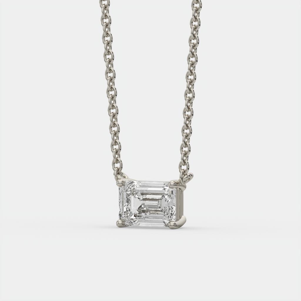 2.00 Ct D VS1 Emerald Cut Lab-Grown Diamond Solitaire Pendant, in white gold, front view