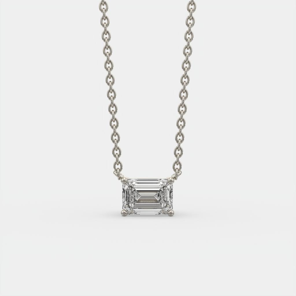 2.00 Ct D VS1 Emerald Cut Lab-Grown Diamond Solitaire Pendant, in white gold, front view