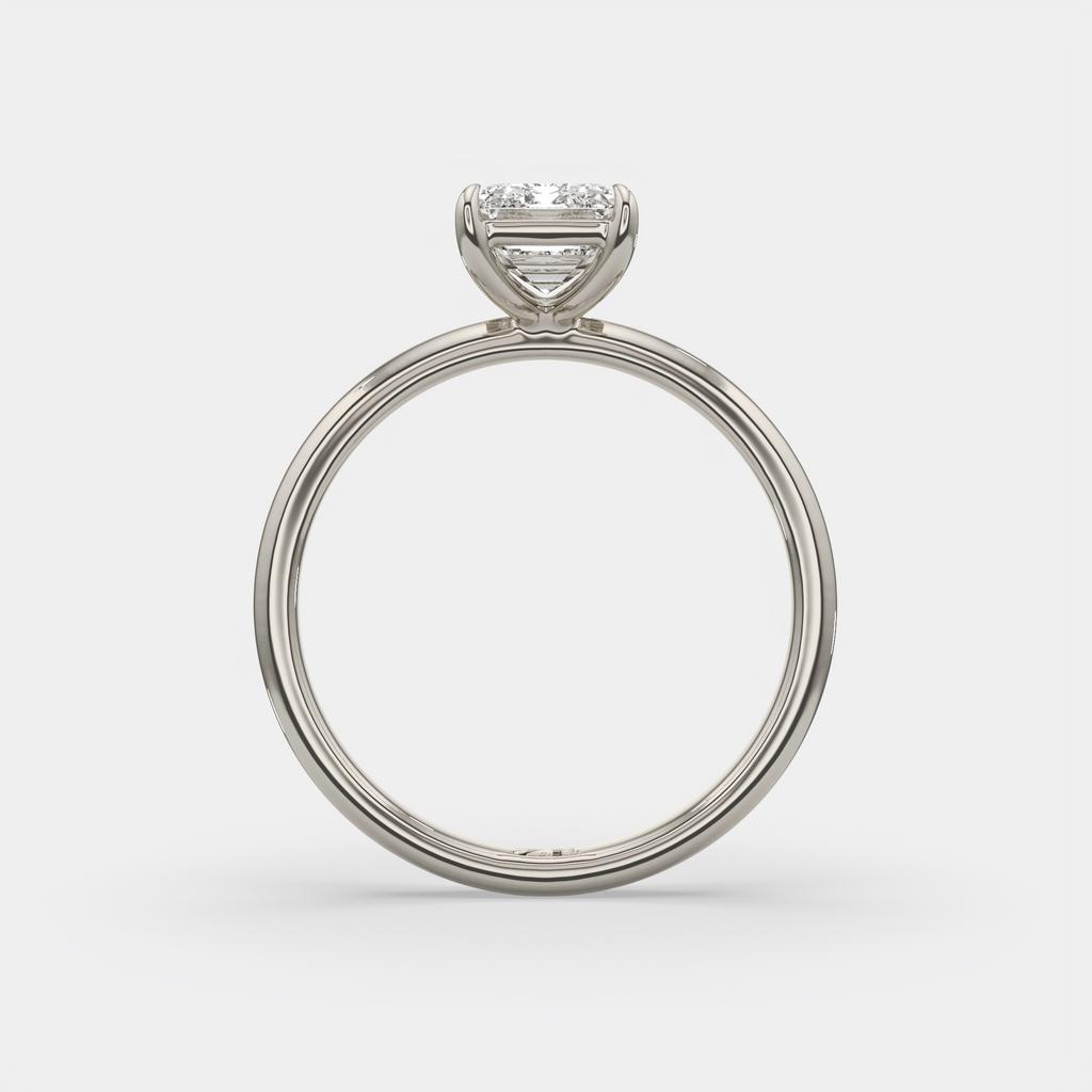 2.00 Ct D VS1 Emerald Cut Solitaire Diamond Ring, in white gold, front view
