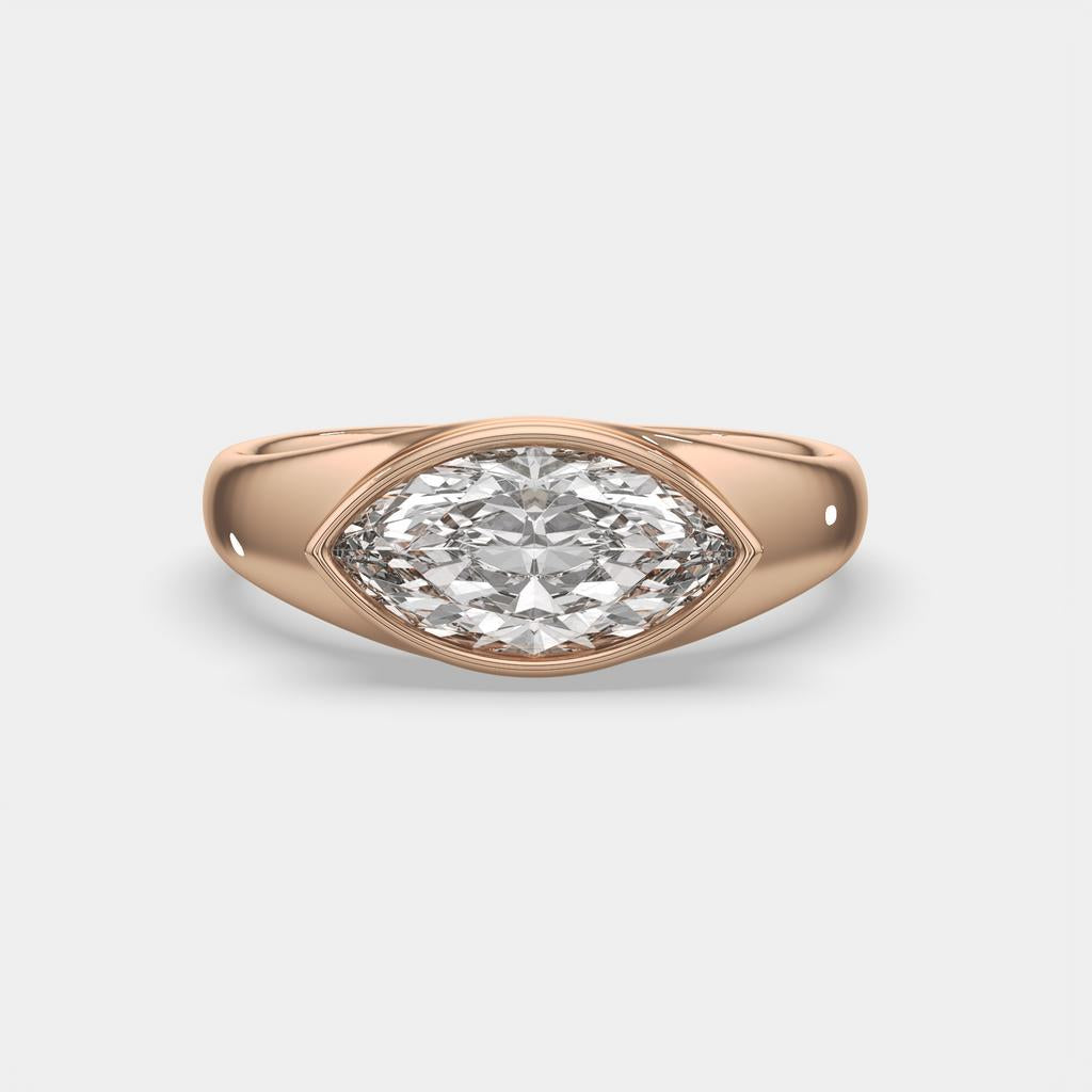 2.00 Ct E VS1 Marquise Solitaire Diamond Ring, in rose gold, front view