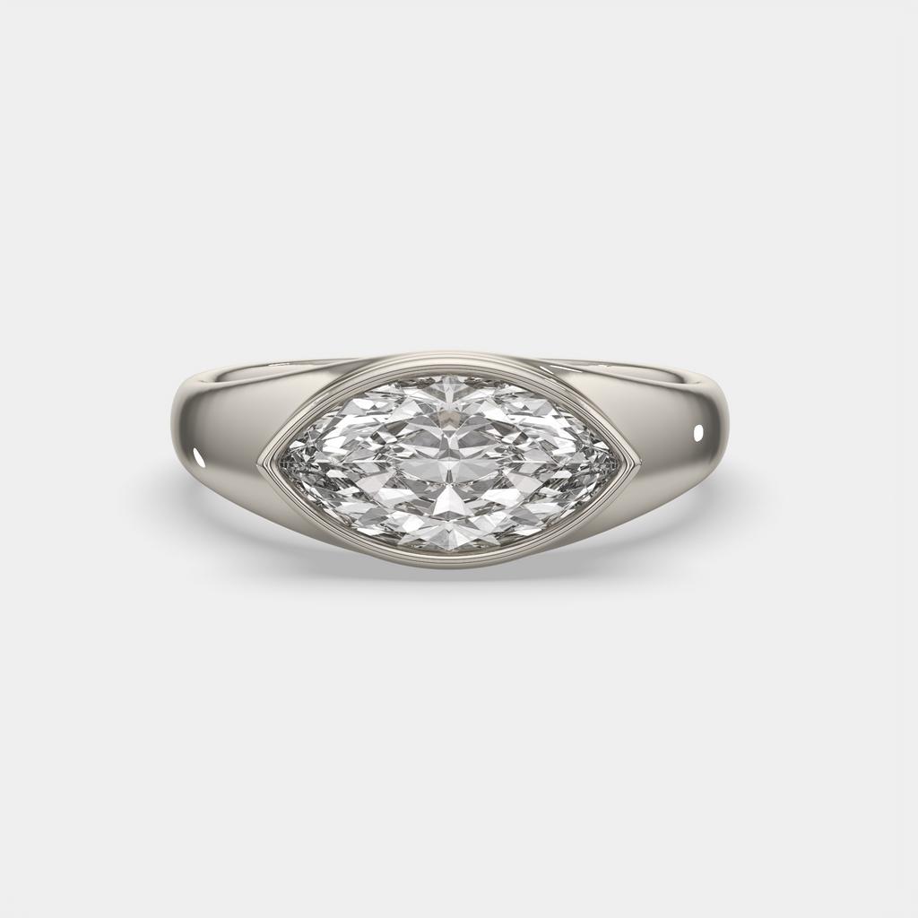 2.00 Ct E VS1 Marquise Solitaire Diamond Ring, in white gold, front view