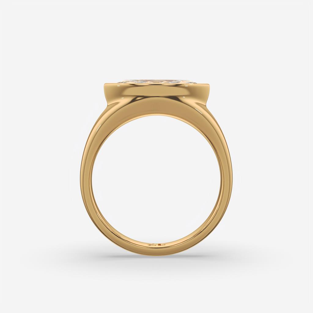 2.00 Ct E VS1 Marquise Solitaire Diamond Ring, in yellow gold, front view