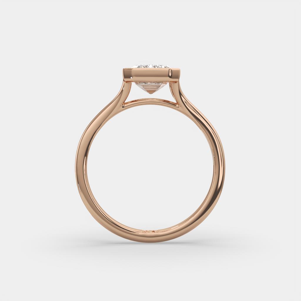2.00 Ct F VS1 Emerald Cut Lab Grown Diamond Solitaire Ring, in rose gold, front view