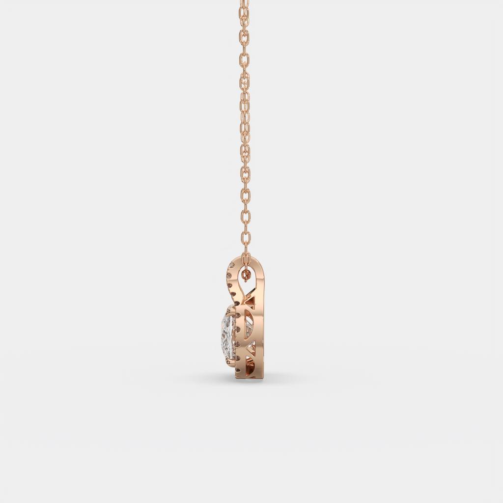 2.20 Ct E Color VS1 Cushion East West Diamond Pendant, in rose gold, side profile