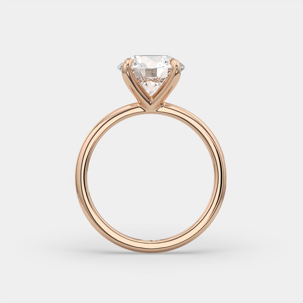 2.50 Ct D VS1 Round Lab-Grown Diamond Solitaire Ring, in rose gold, side profile