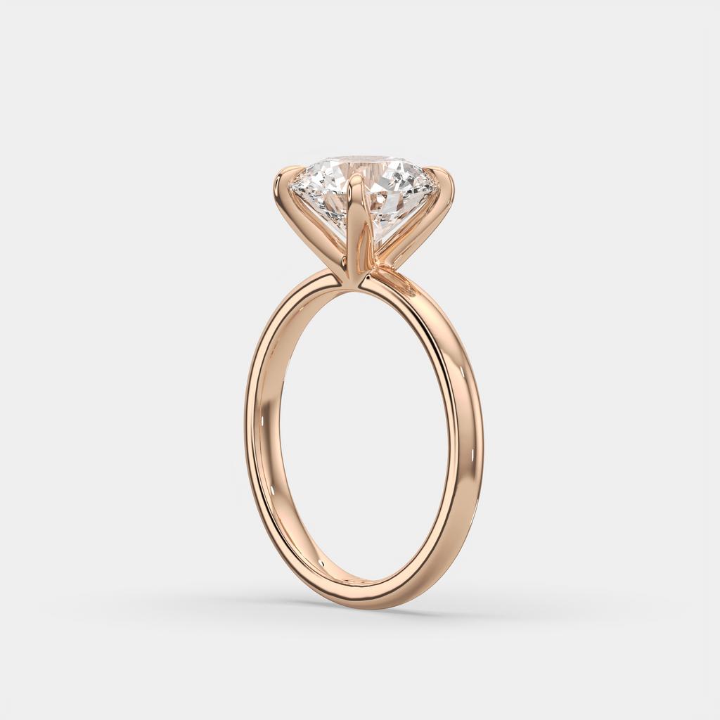 2.50 Ct D VS1 Round Lab-Grown Diamond Solitaire Ring, in rose gold, side profile