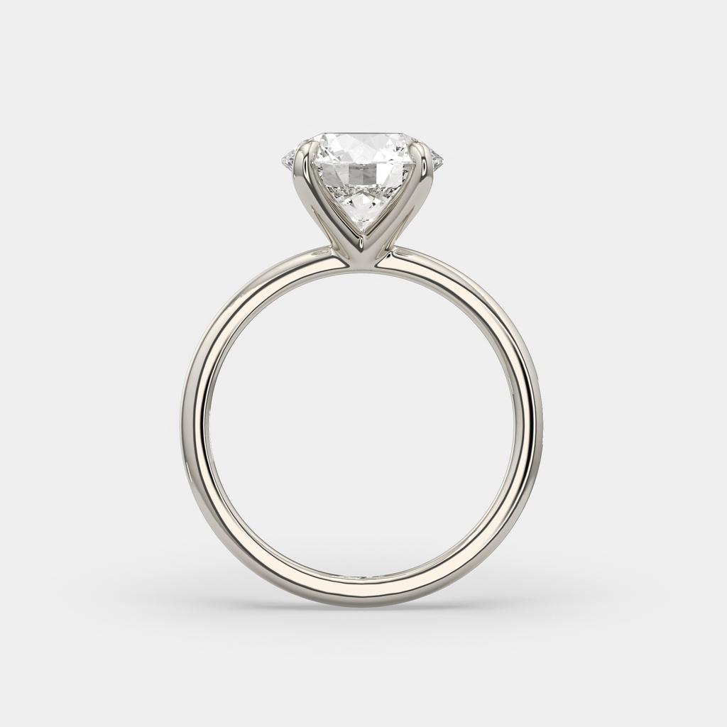 2.50 Ct D VS1 Round Lab-Grown Diamond Solitaire Ring, in white gold, side profile