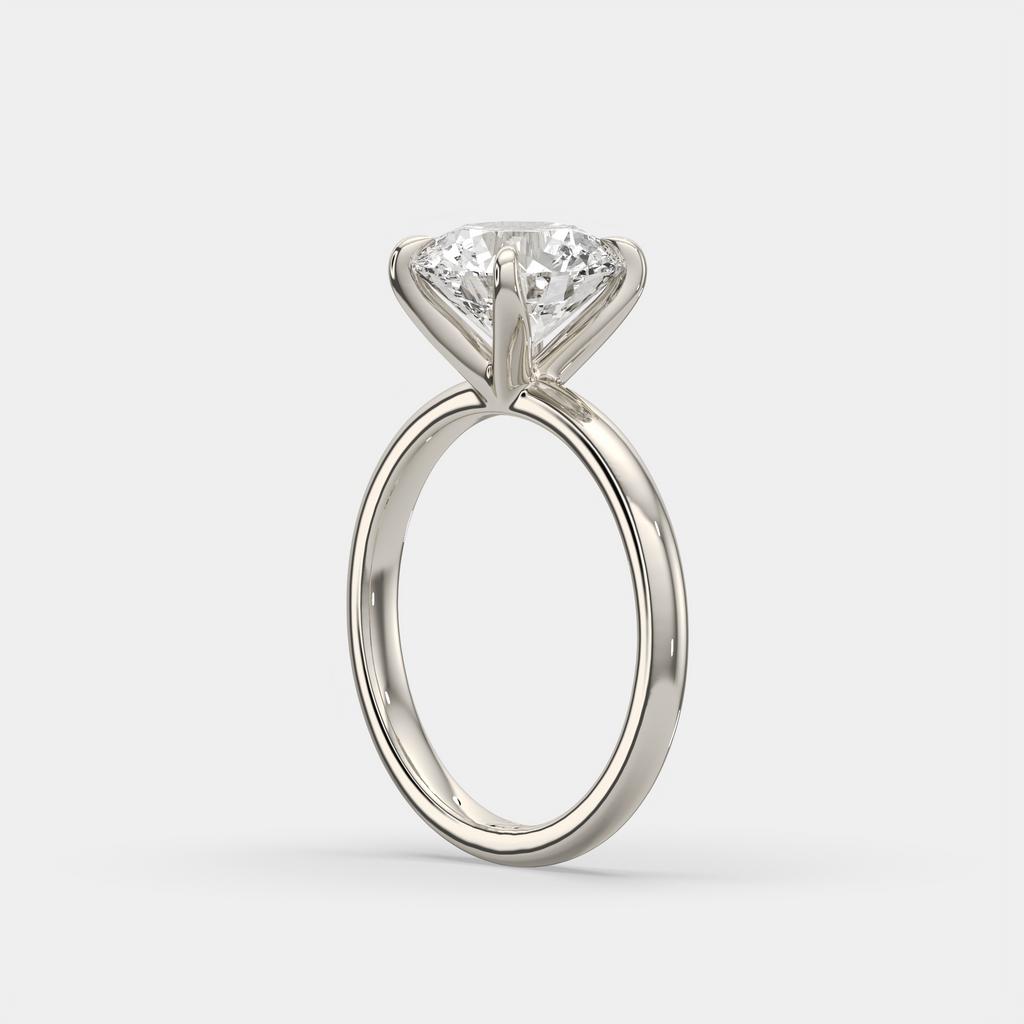 2.50 Ct D VS1 Round Lab-Grown Diamond Solitaire Ring, in white gold, side profile