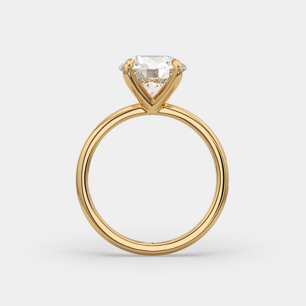 2.50 Ct D VS1 Round Lab-Grown Diamond Solitaire Ring, in yellow gold, side profile