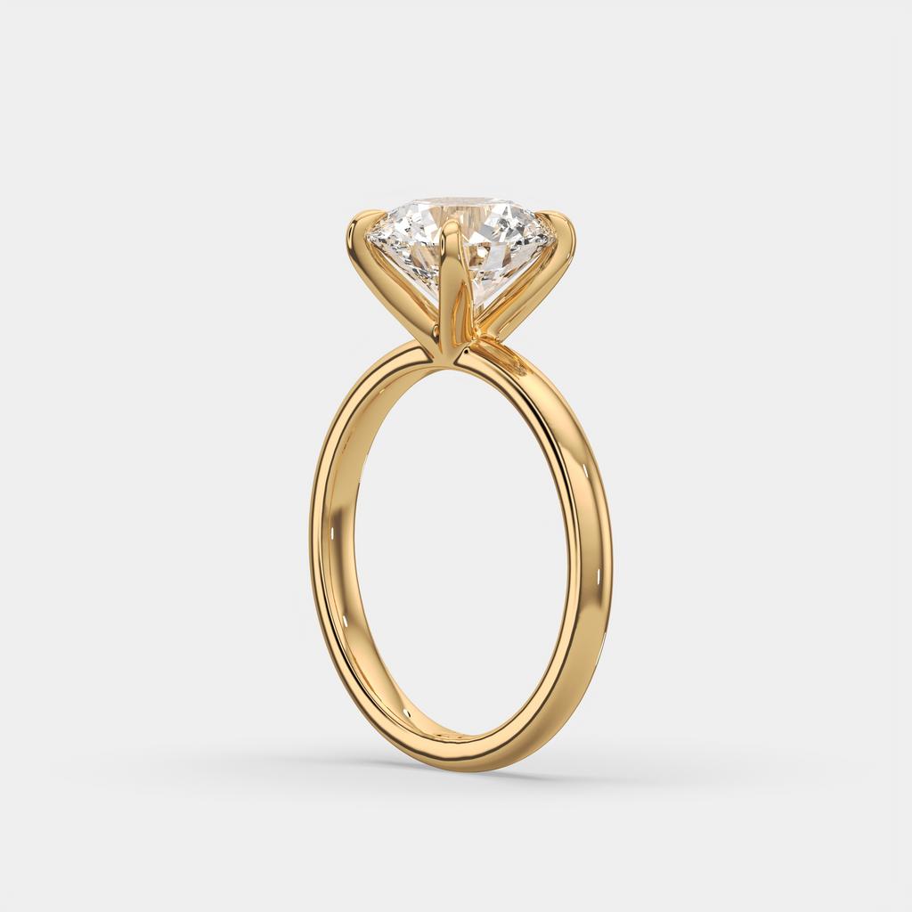 2.50 Ct D VS1 Round Lab-Grown Diamond Solitaire Ring, in yellow gold, side profile