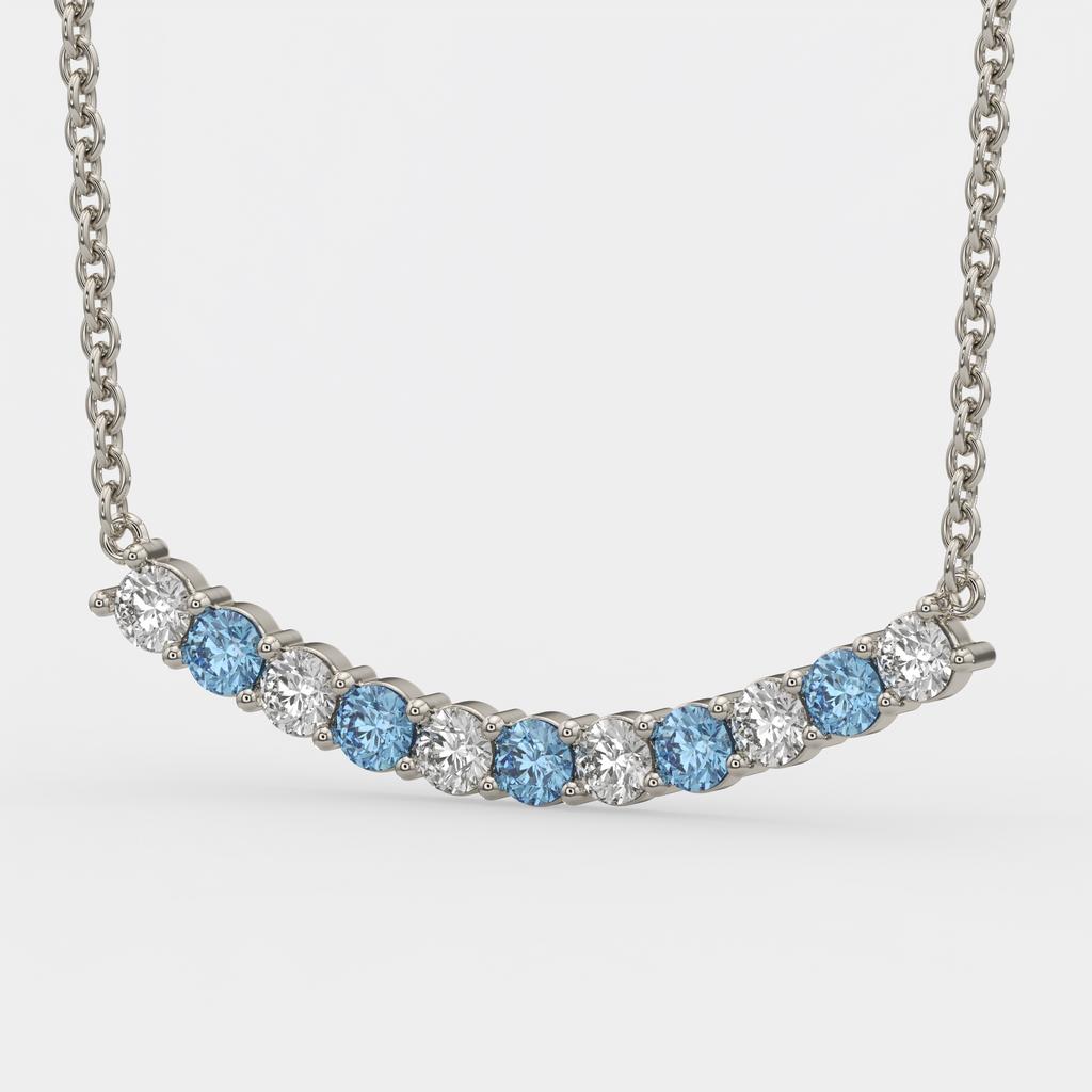 2.50 Ct Fancy Blue and White Diamond Alternating Pendant, in white gold, front view