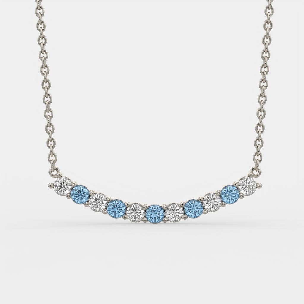 2.50 Ct Fancy Blue and White Diamond Alternating Pendant, in white gold, front view