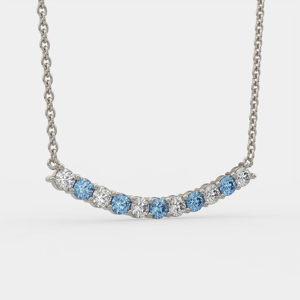 2.50 Ct Fancy Blue and White Diamond Alternating Pendant, in white gold, front view