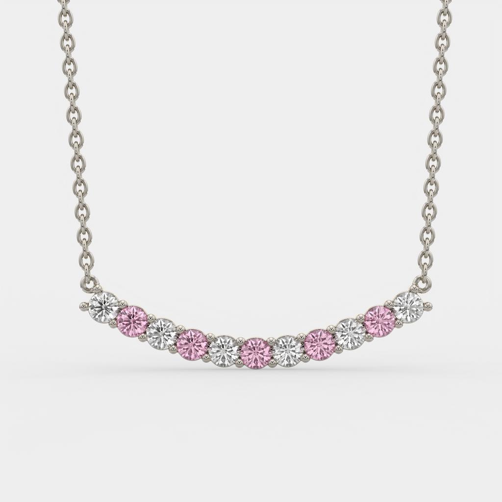2.50 Ct Fancy Pink and White Lab Grown Diamond Alternating Pendant, in white gold, front view
